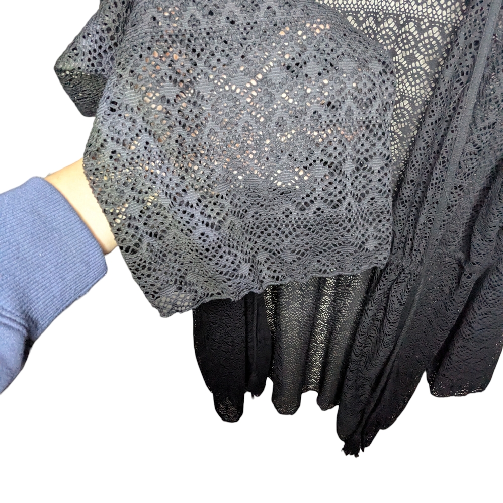 Torrid Size 2 Black Open Knit Lace Kimono Cardigan Swim Cover Up - Picture 8 of 12
